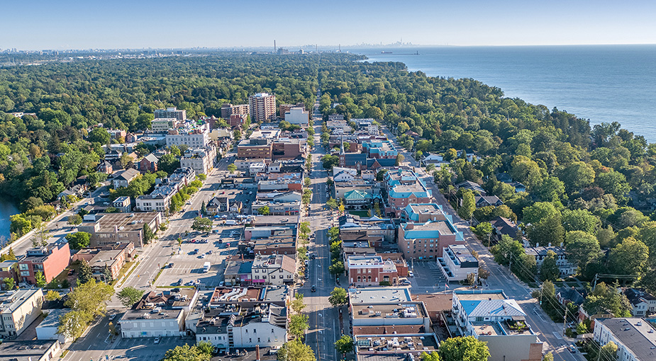 Aerial image of downtown Oakville.